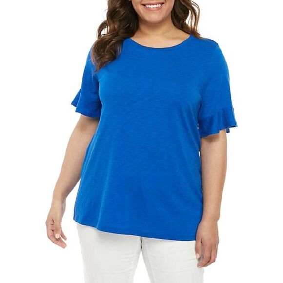 MICHAEL Michael Kors Flare Sleeve Slub Tee 0x Nwt - Picture 1 of 11